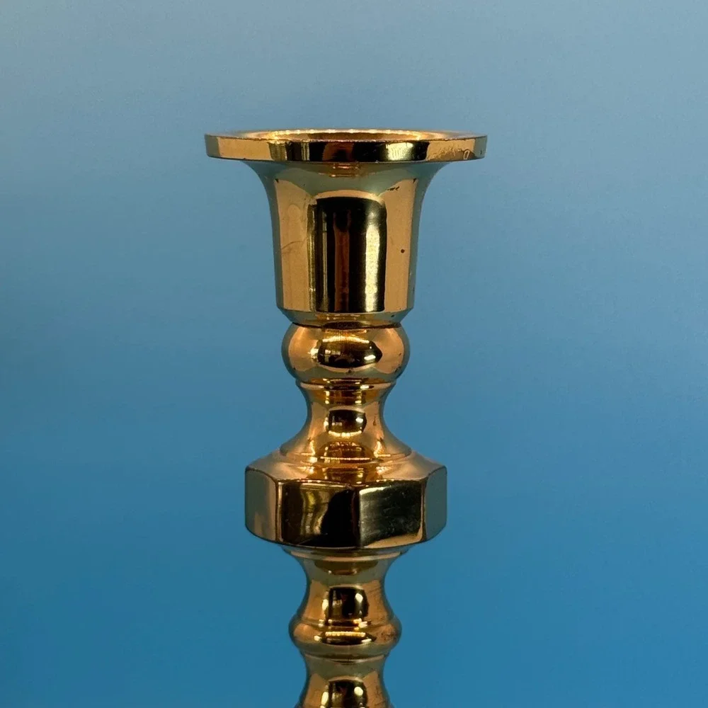 VTG Brass TaperBeehive Candle Holder Medium‎ Victorian Regency Dark Academia Art
